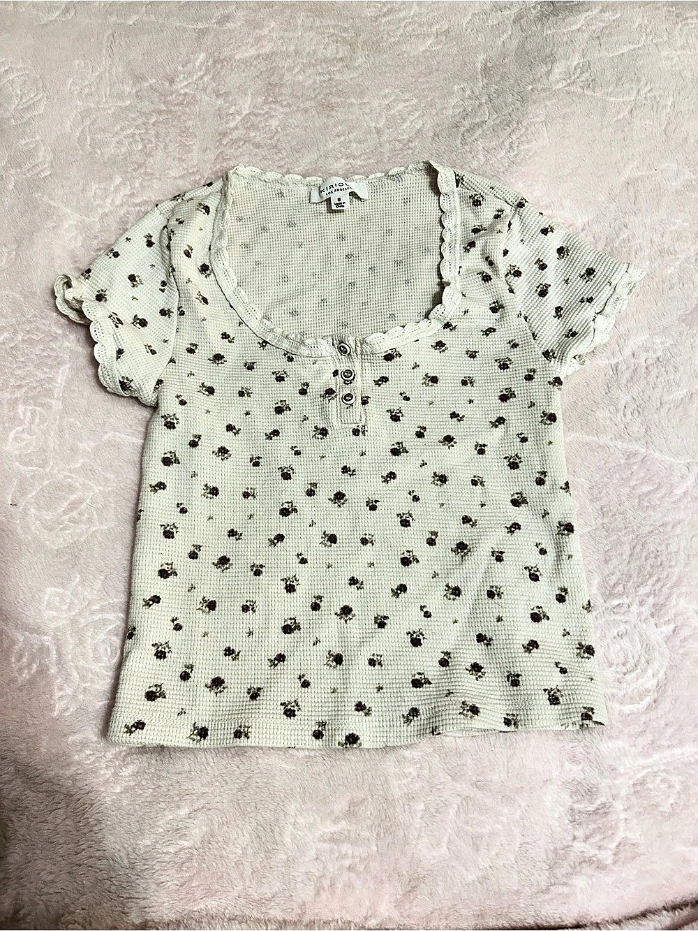 KIRIOUS Floral Short Sleeve Top Size Small